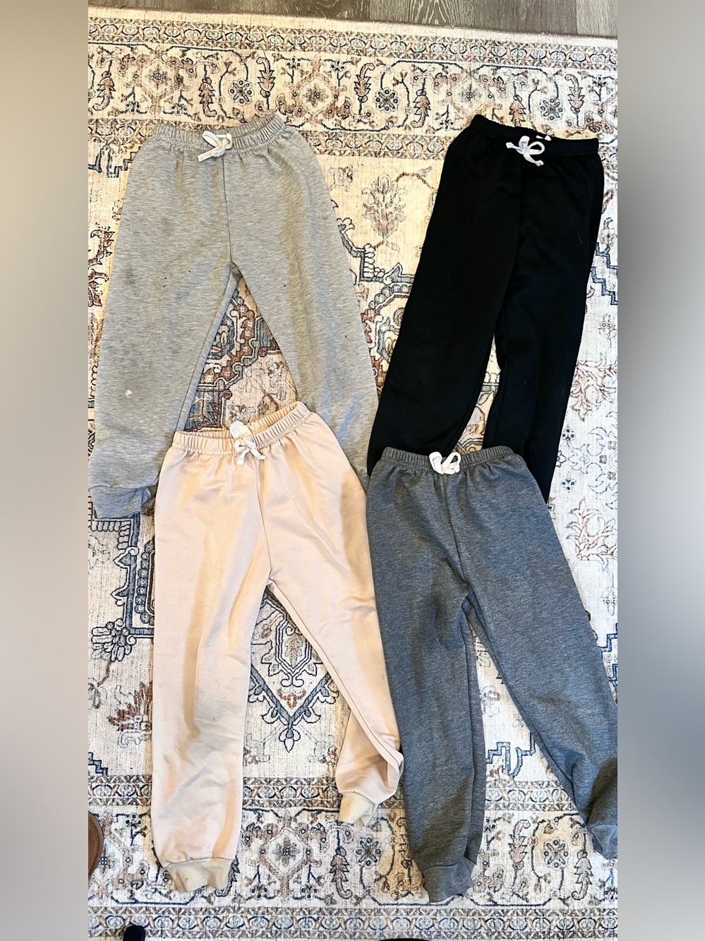 SHEIN Kids Jogger Pants Bundle - Black, Light Gray, Dark Gray, Cream